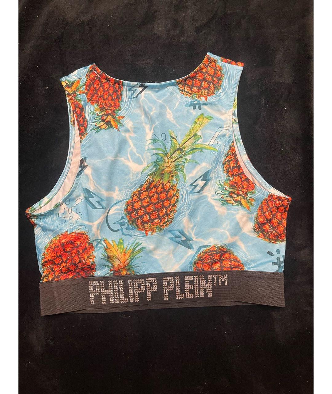 PHILIPP PLEIN Бирюзовая хлопко-эластановая майка, фото 2