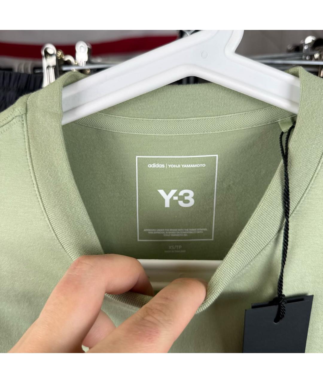 Y-3 Салатовая хлопковая футболка, фото 4