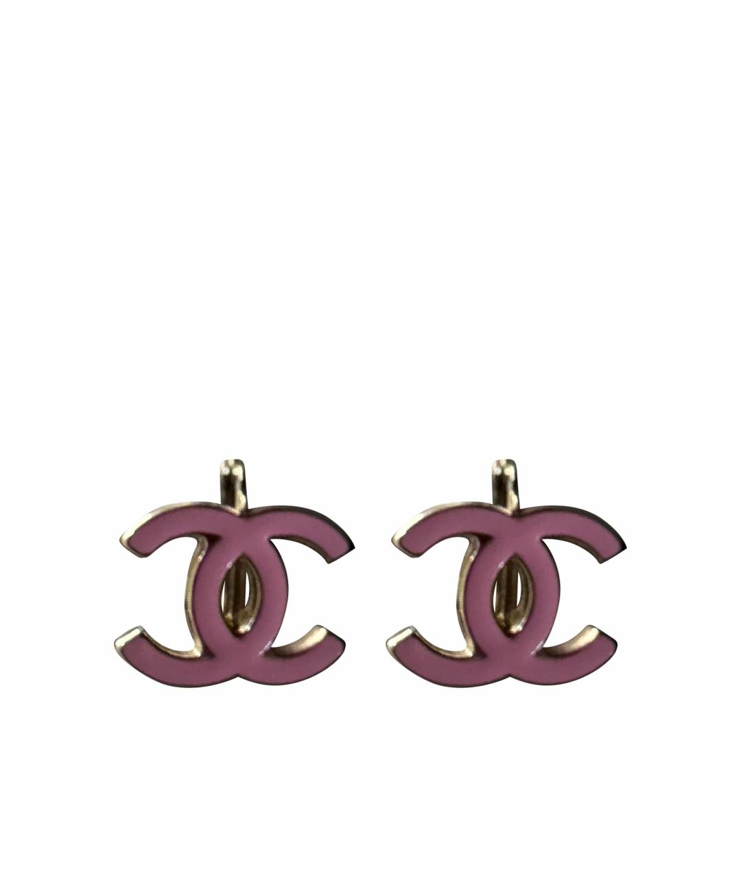 CHANEL Розовые металлические серьги, фото 1