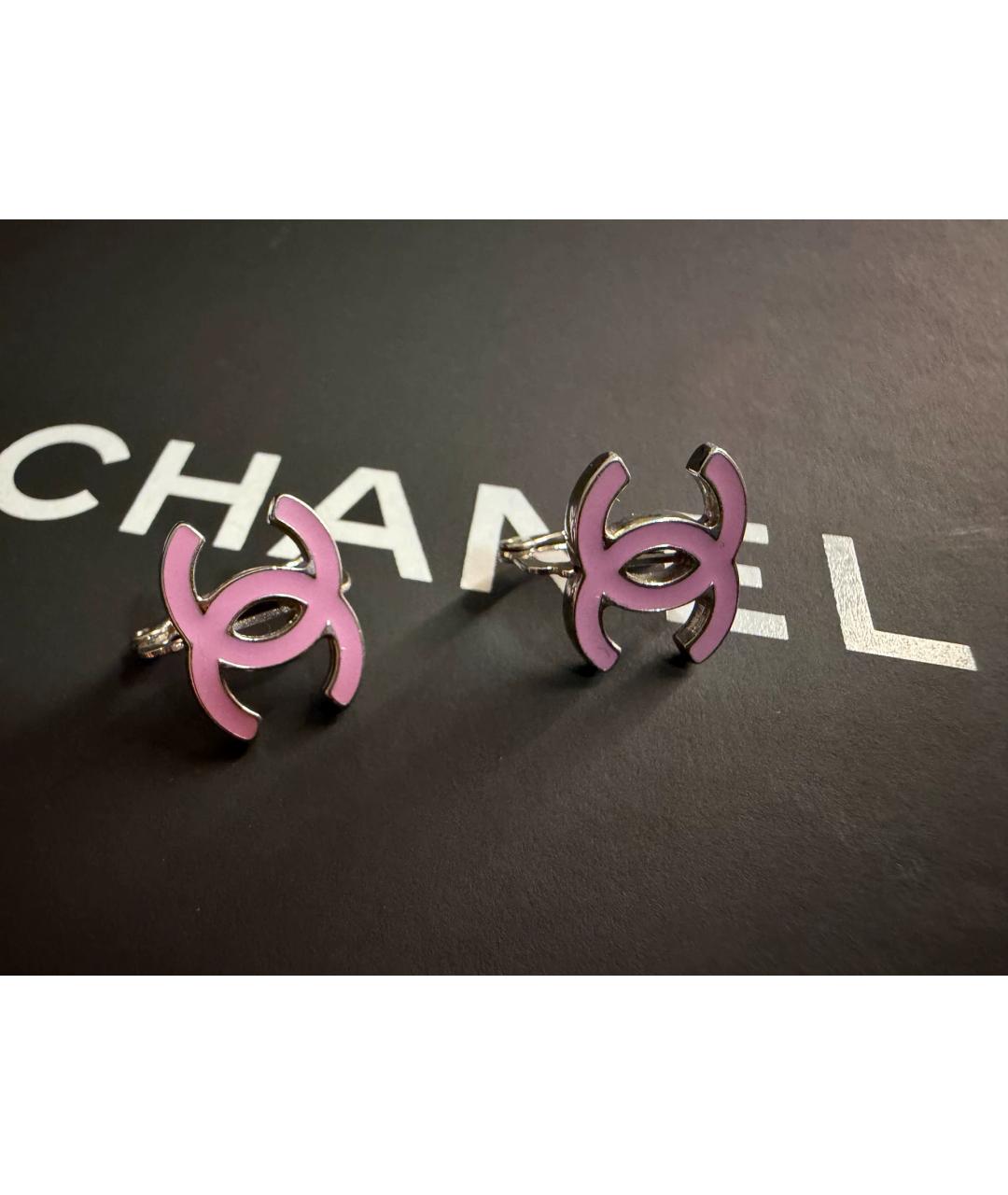 CHANEL Розовые металлические серьги, фото 2