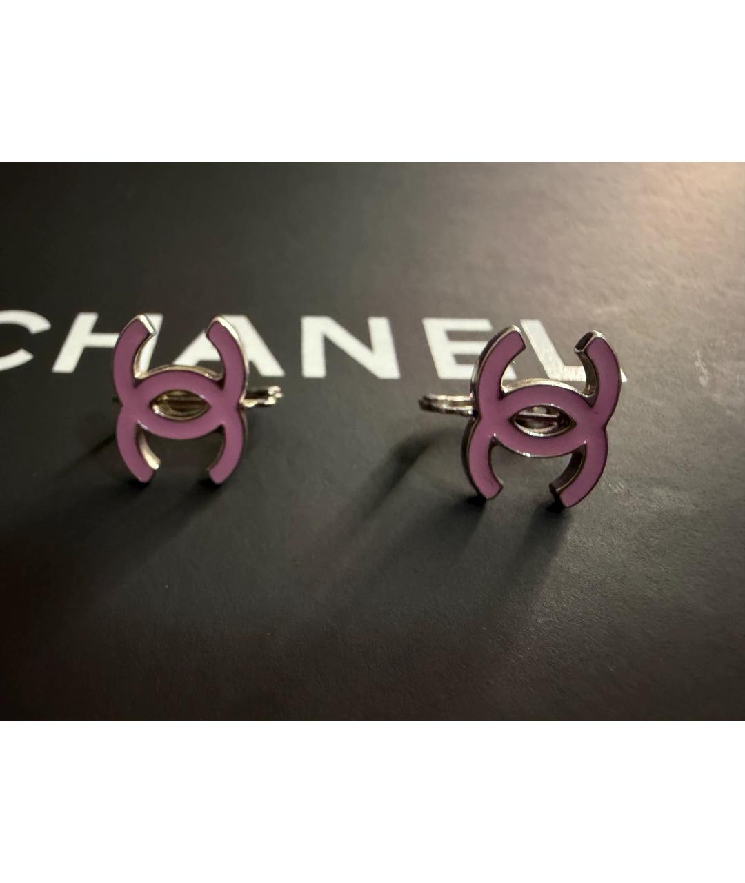 CHANEL Розовые металлические серьги, фото 7