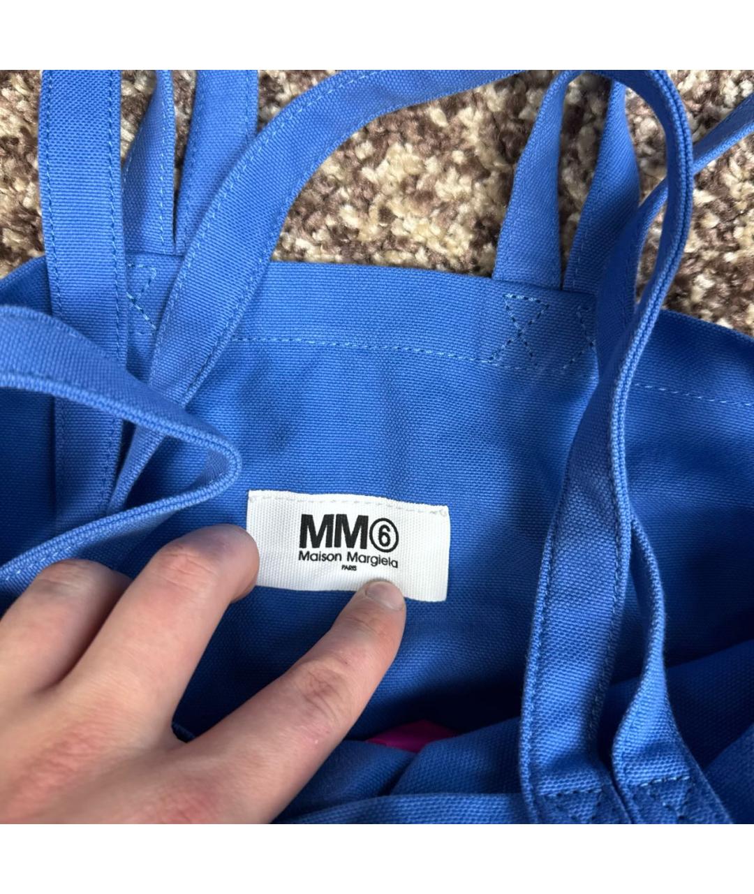MM6 MAISON MARGIELA Синяя хлопковая сумка тоут, фото 5