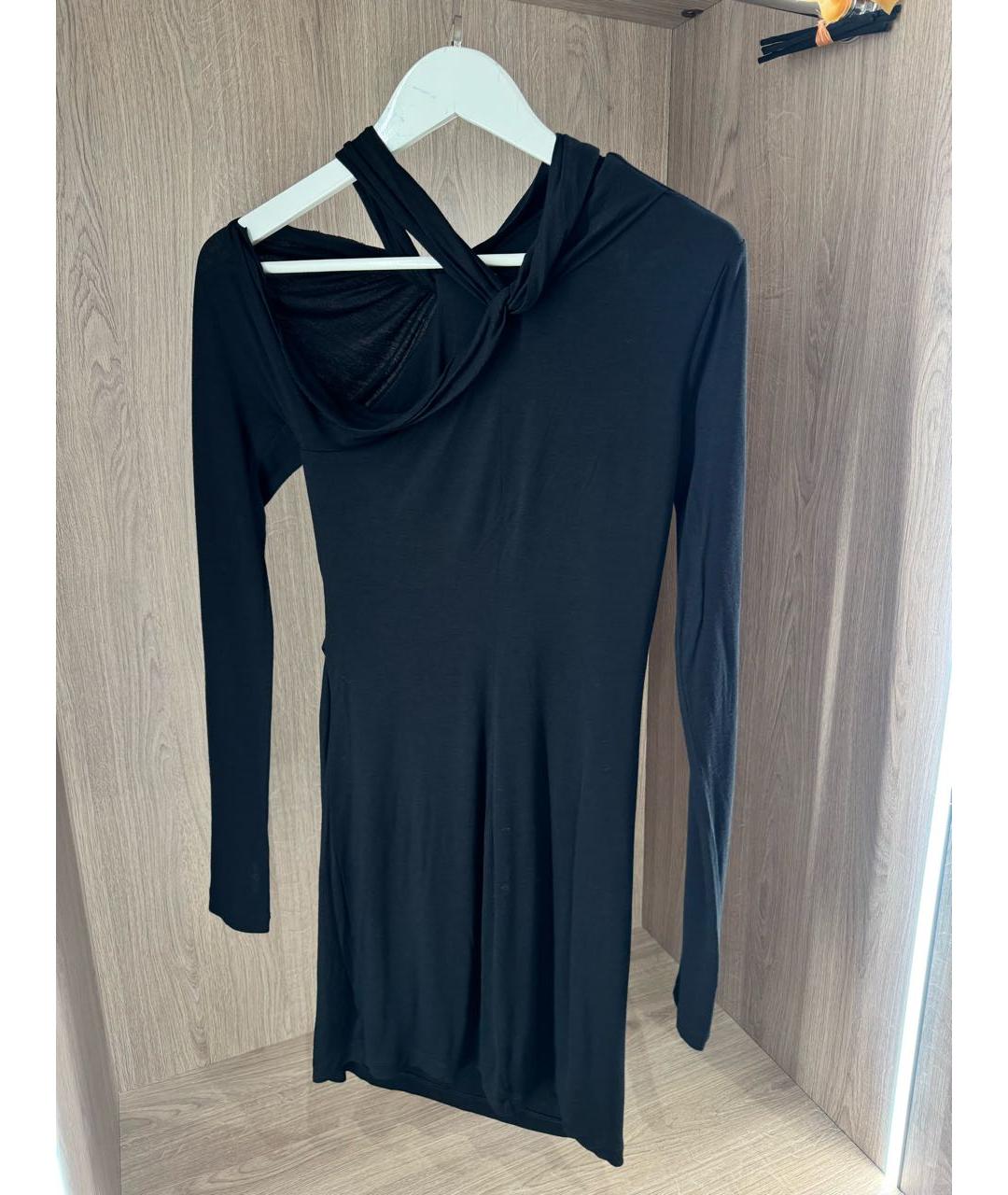 HELMUT LANG Черное вискозное повседневное платье, фото 2