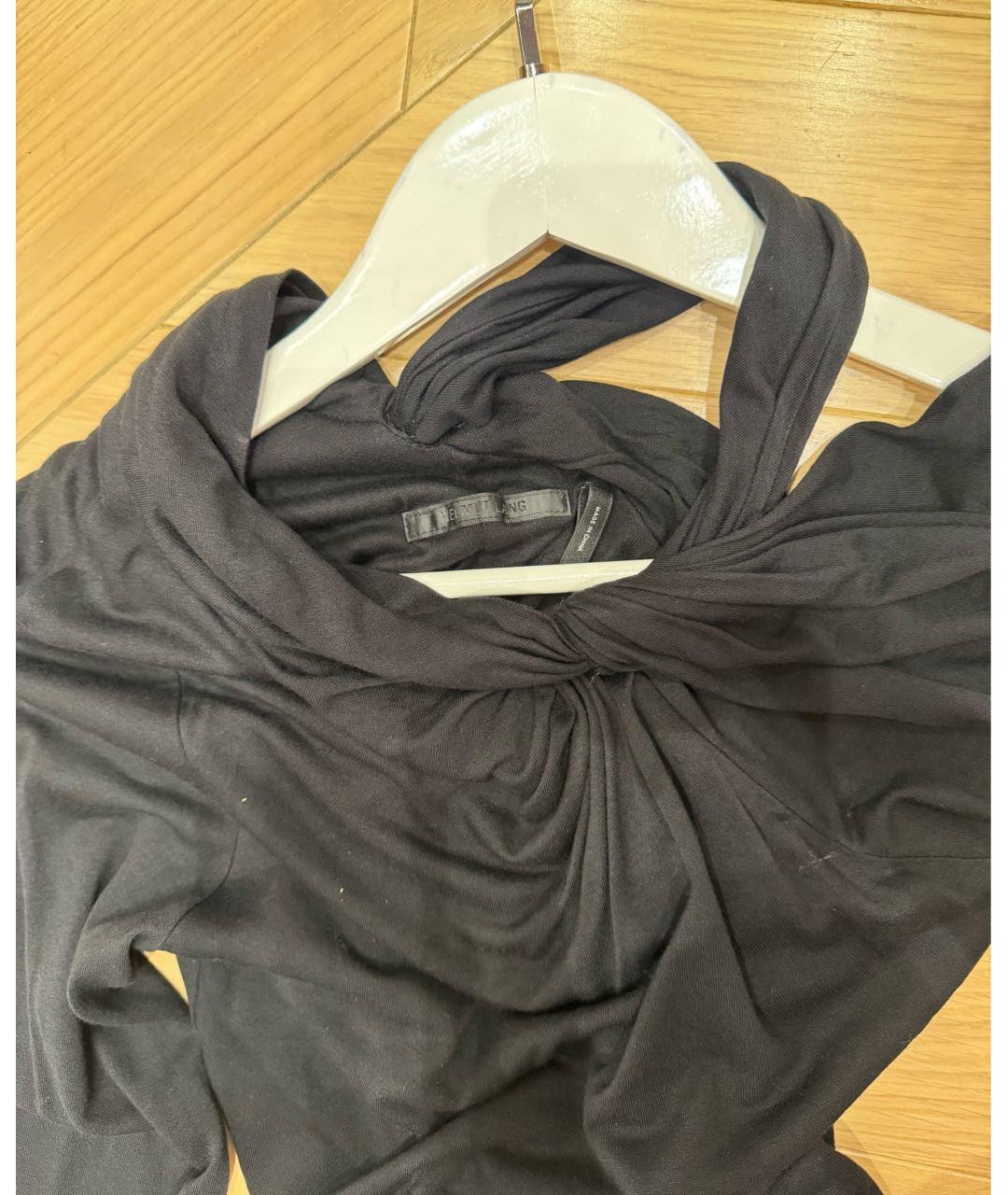 HELMUT LANG Черное вискозное повседневное платье, фото 4
