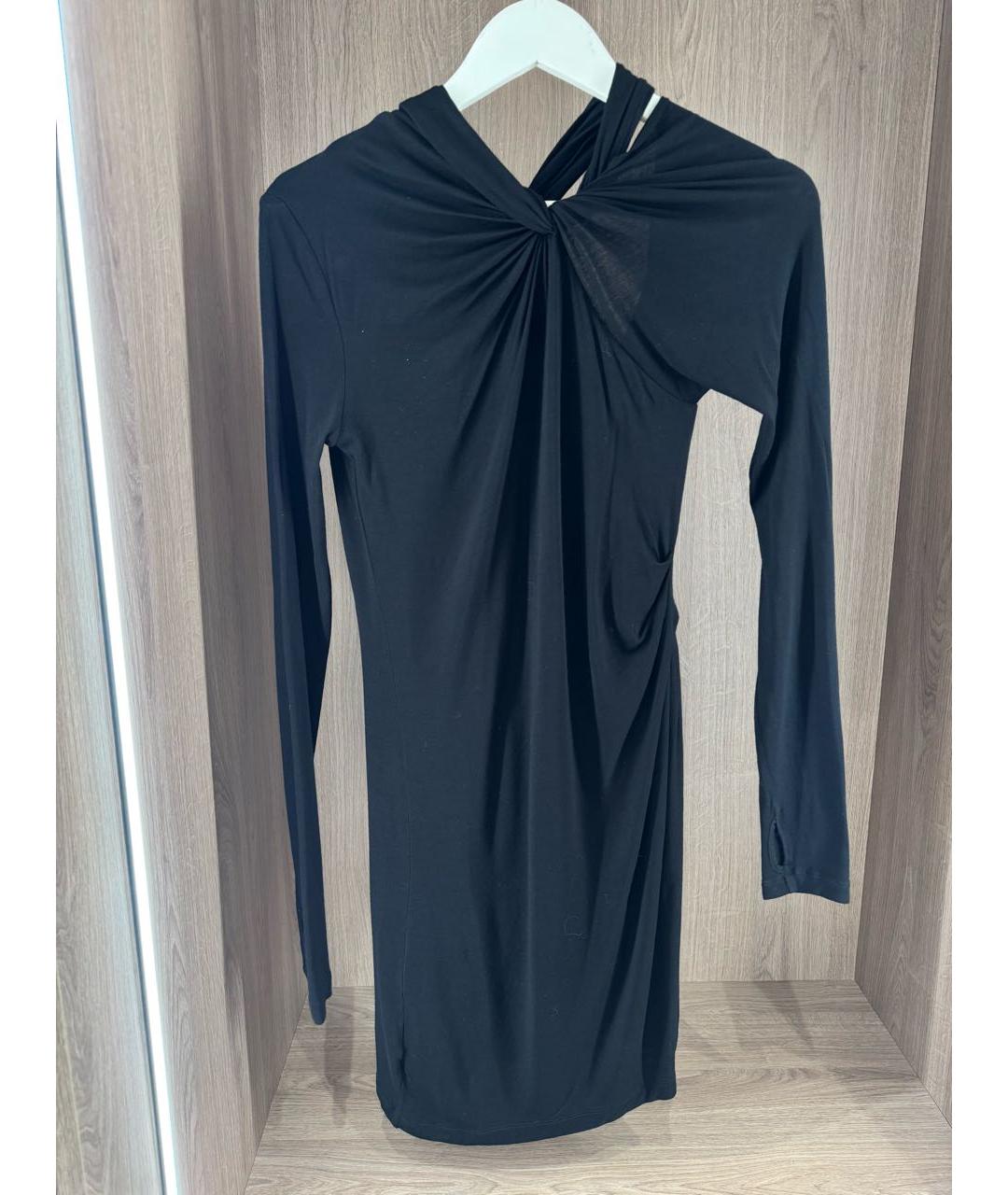 HELMUT LANG Черное вискозное повседневное платье, фото 7