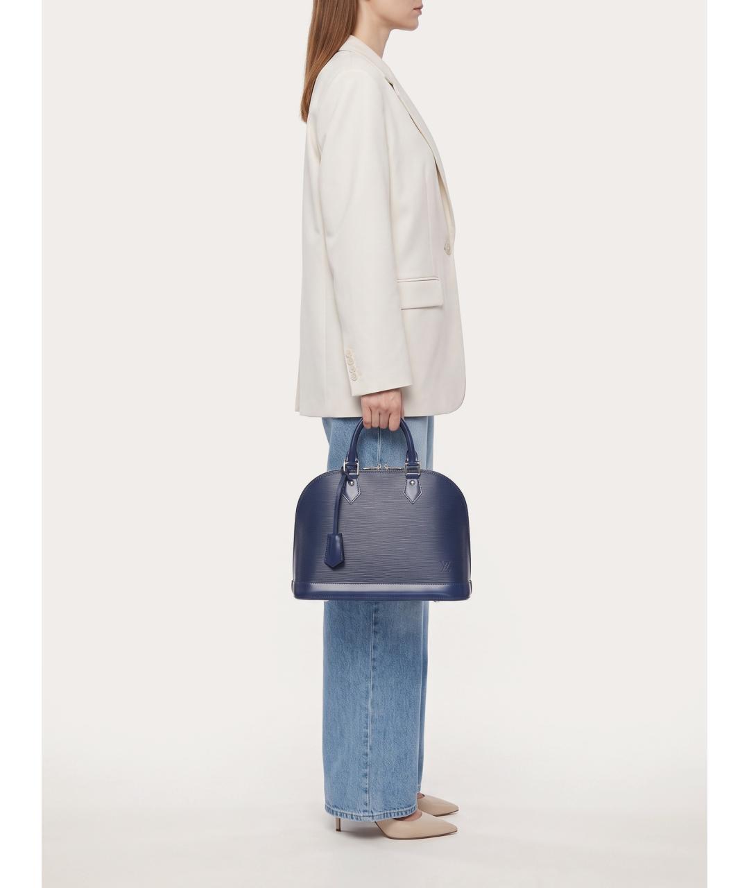 LOUIS VUITTON Синяя кожаная сумка с короткими ручками, фото 8