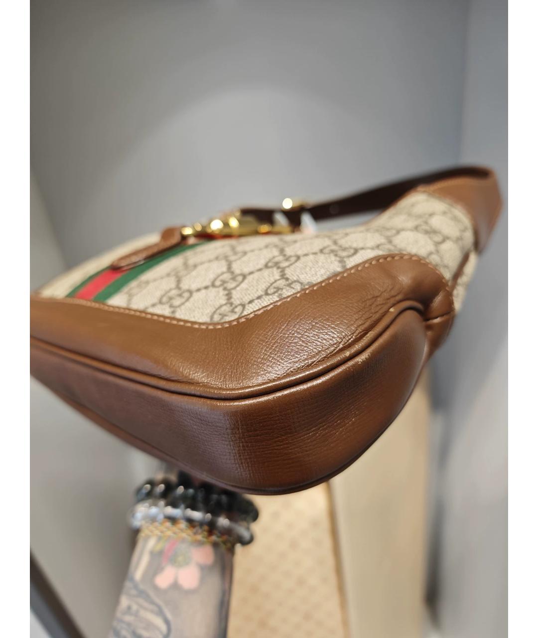 GUCCI Коричневая жаккардовая сумка через плечо, фото 6