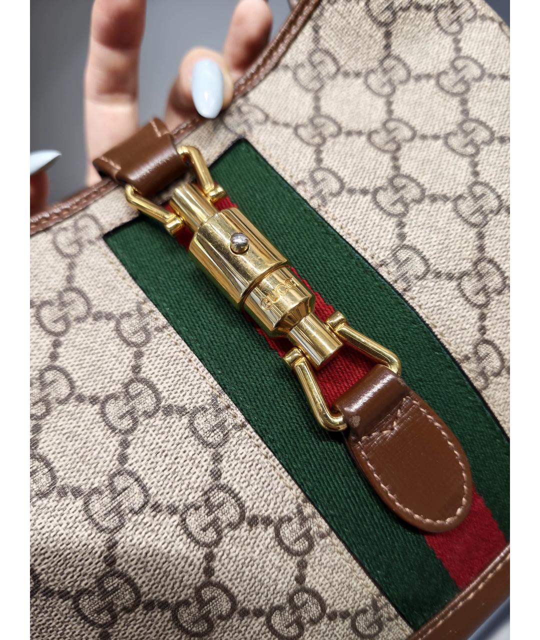 GUCCI Коричневая жаккардовая сумка через плечо, фото 8