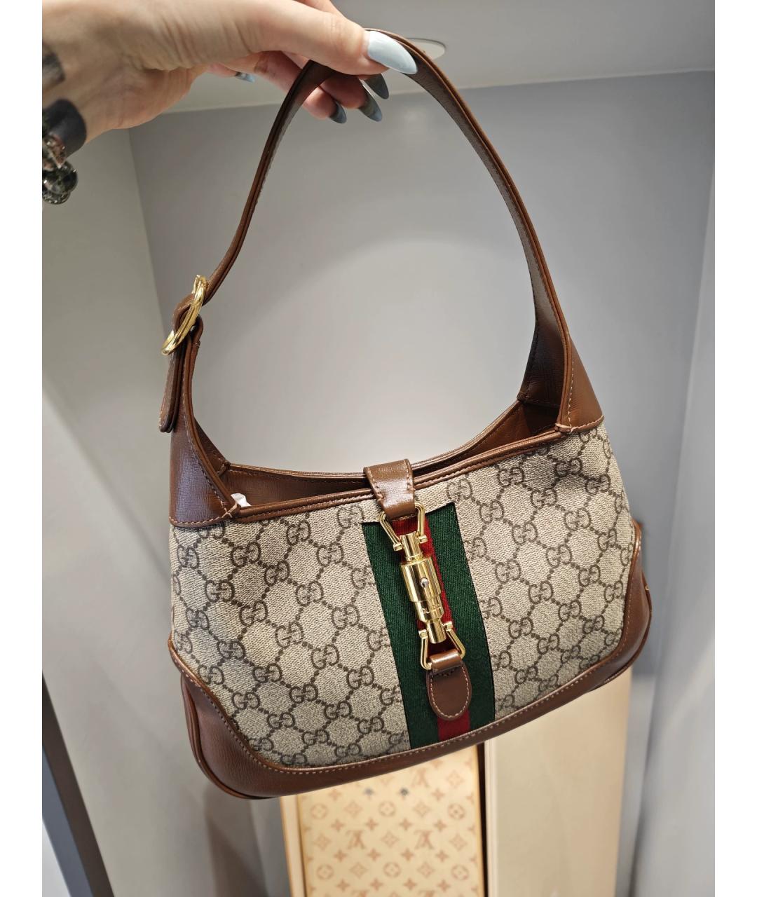 GUCCI Коричневая жаккардовая сумка через плечо, фото 10