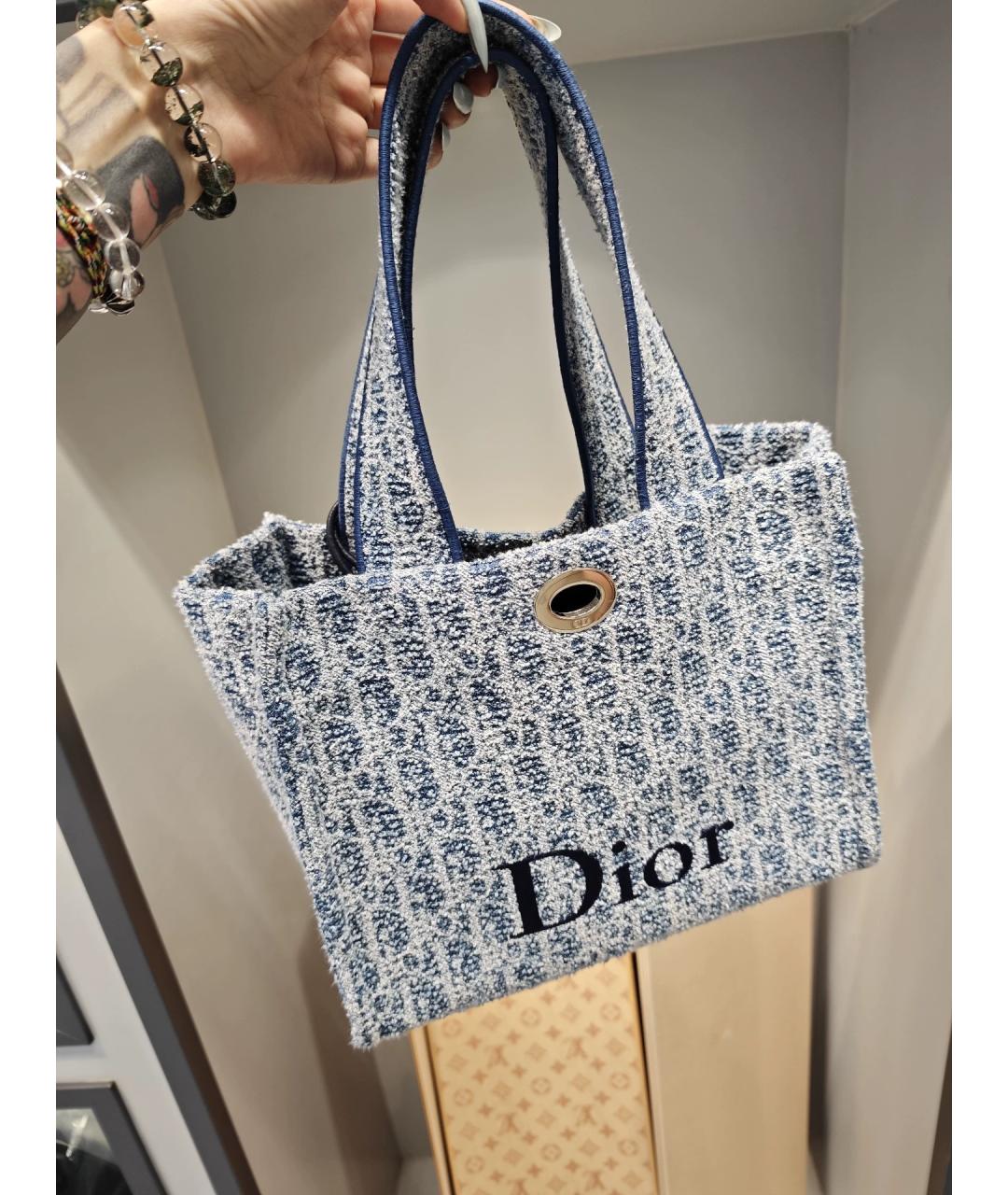CHRISTIAN DIOR Синяя деним сумка тоут, фото 9