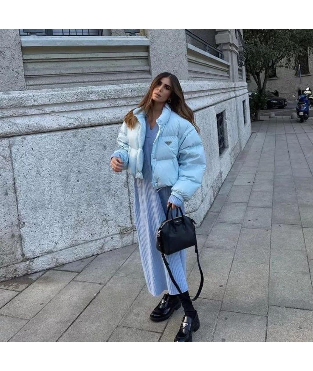 PRADA Голубой нейлоновый пуховик, фото 8