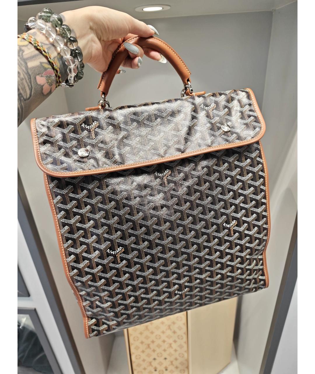 GOYARD Коричневый жаккардовый рюкзак, фото 10
