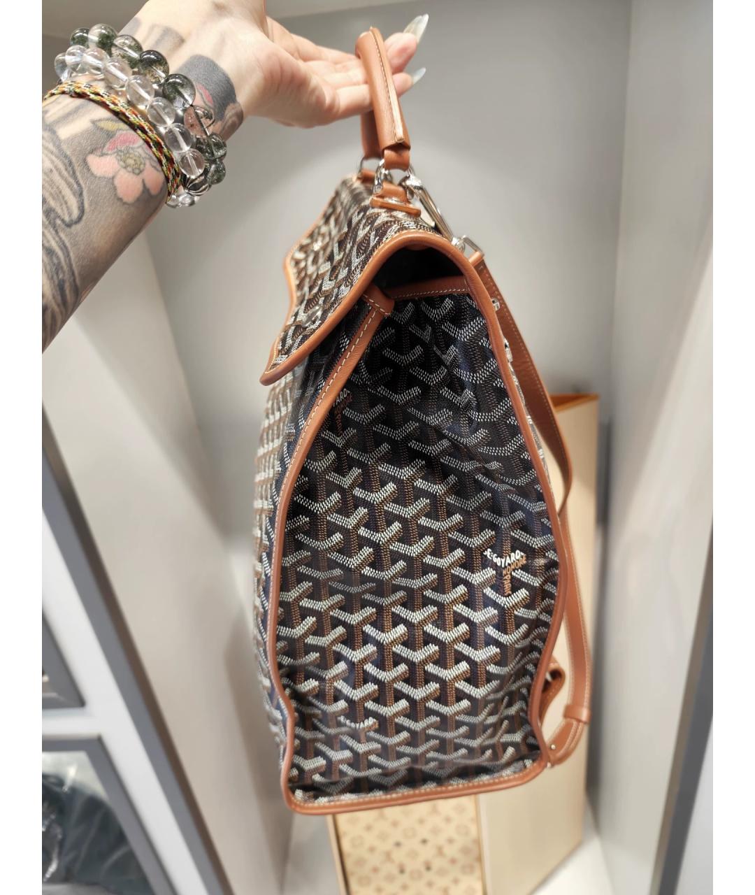 GOYARD Коричневый жаккардовый рюкзак, фото 4