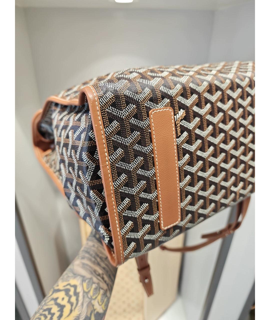 GOYARD Коричневый жаккардовый рюкзак, фото 7