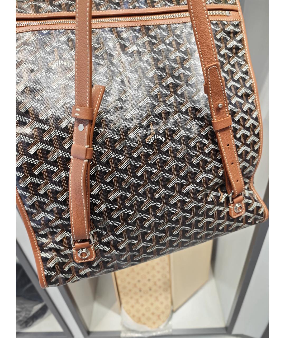 GOYARD Коричневый жаккардовый рюкзак, фото 5