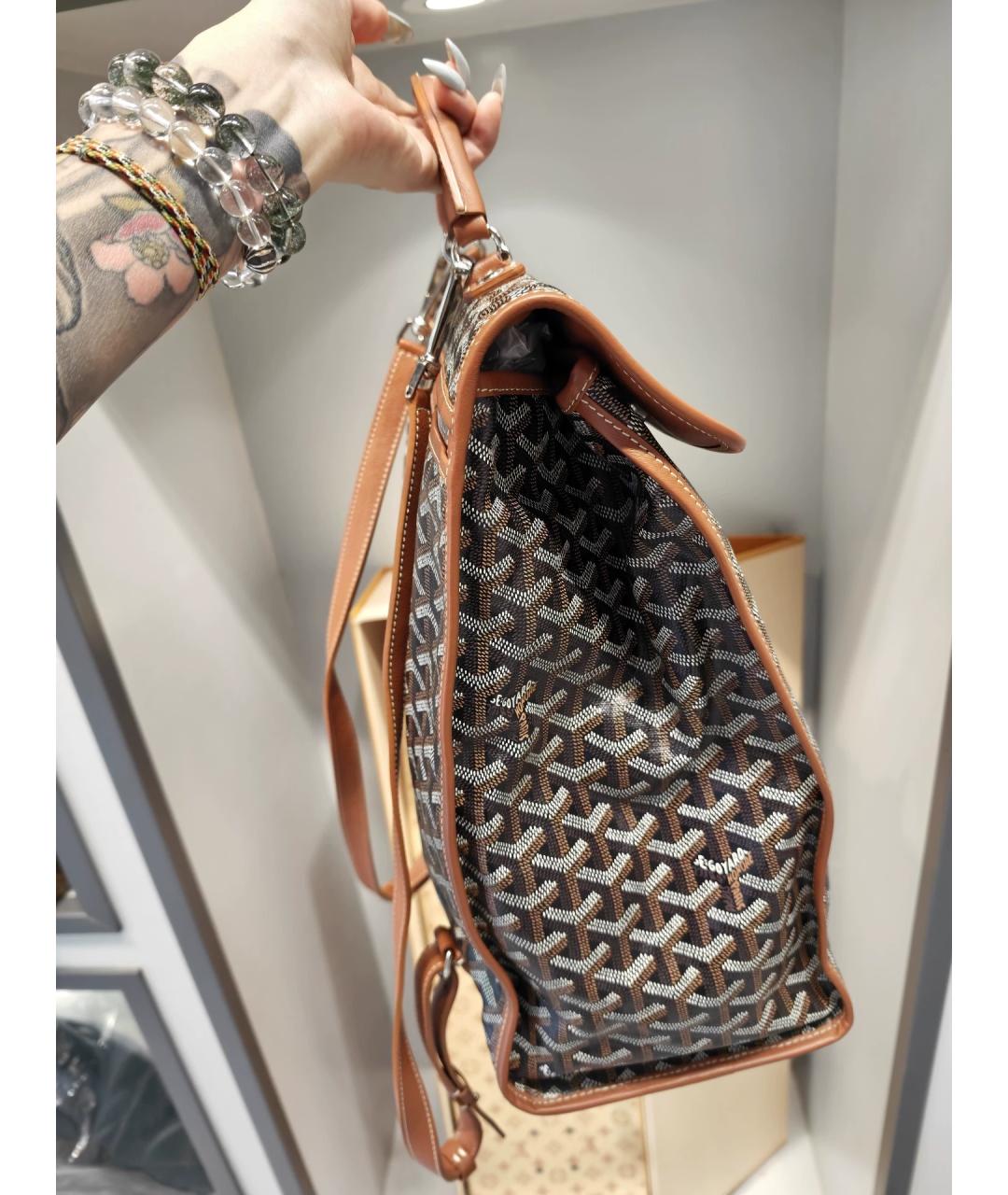 GOYARD Коричневый жаккардовый рюкзак, фото 2