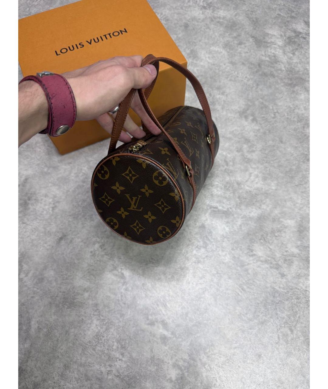 LOUIS VUITTON Коричневая кожаная сумка с короткими ручками, фото 2