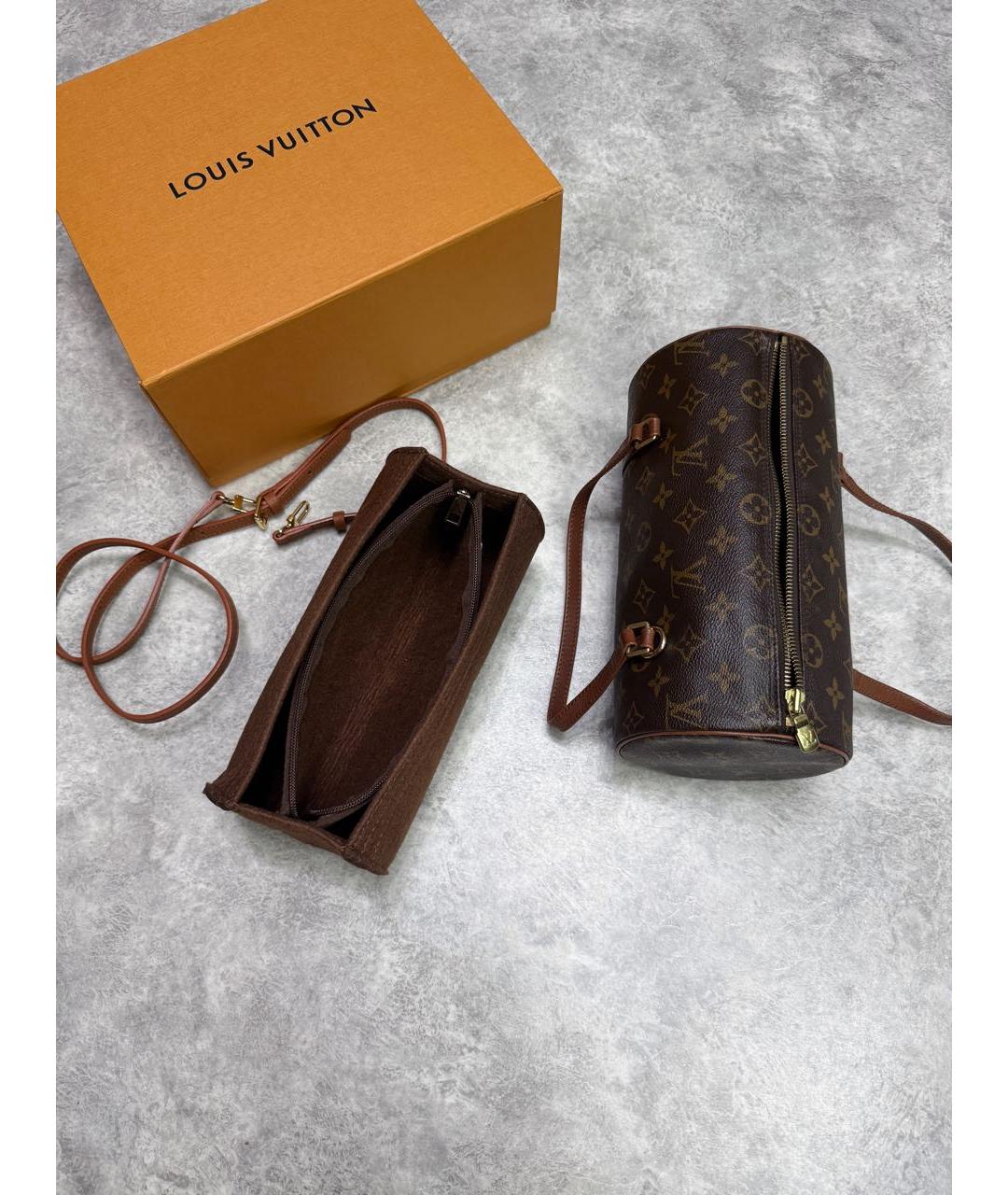 LOUIS VUITTON Коричневая кожаная сумка с короткими ручками, фото 4