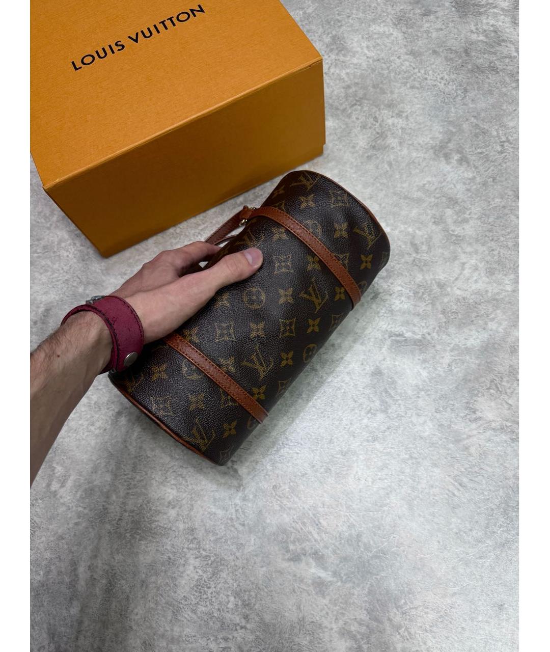 LOUIS VUITTON Коричневая кожаная сумка с короткими ручками, фото 5