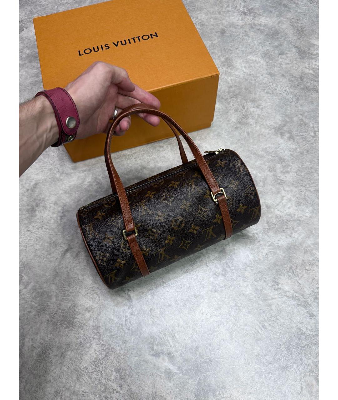 LOUIS VUITTON Коричневая кожаная сумка с короткими ручками, фото 7