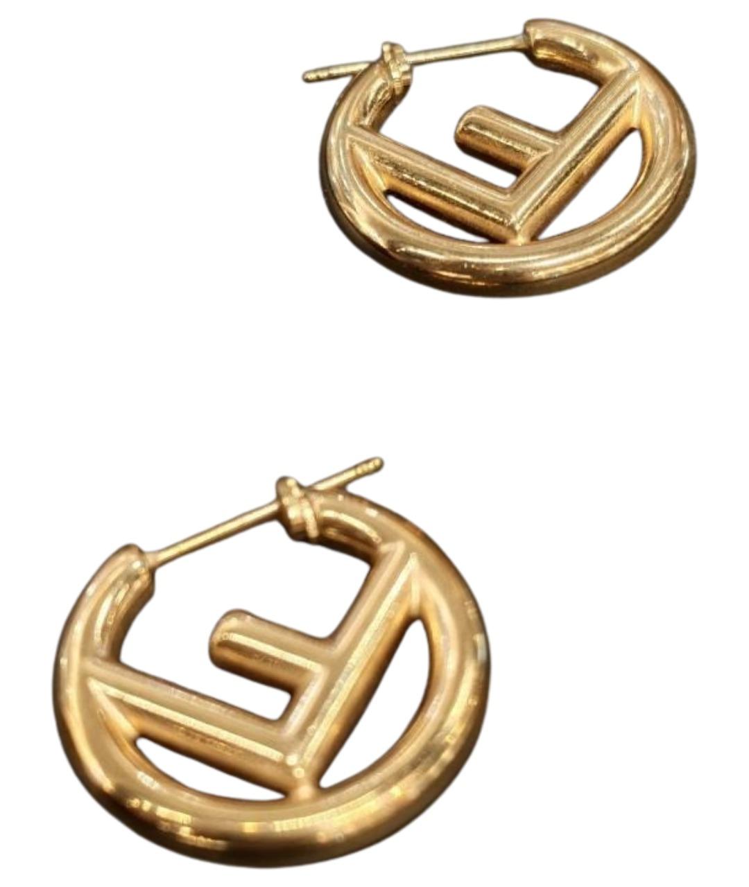 FENDI Золотые позолоченные серьги, фото 1