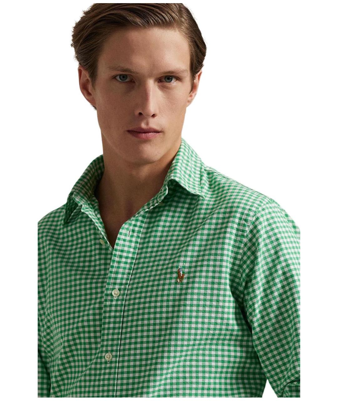 POLO RALPH LAUREN Зеленая хлопковая кэжуал рубашка, фото 5