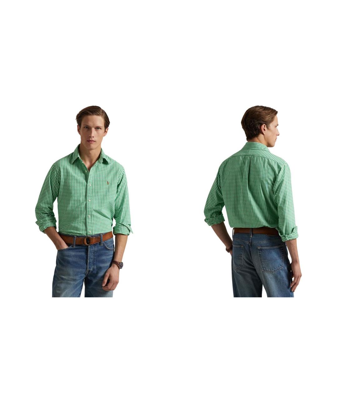POLO RALPH LAUREN Зеленая хлопковая кэжуал рубашка, фото 6