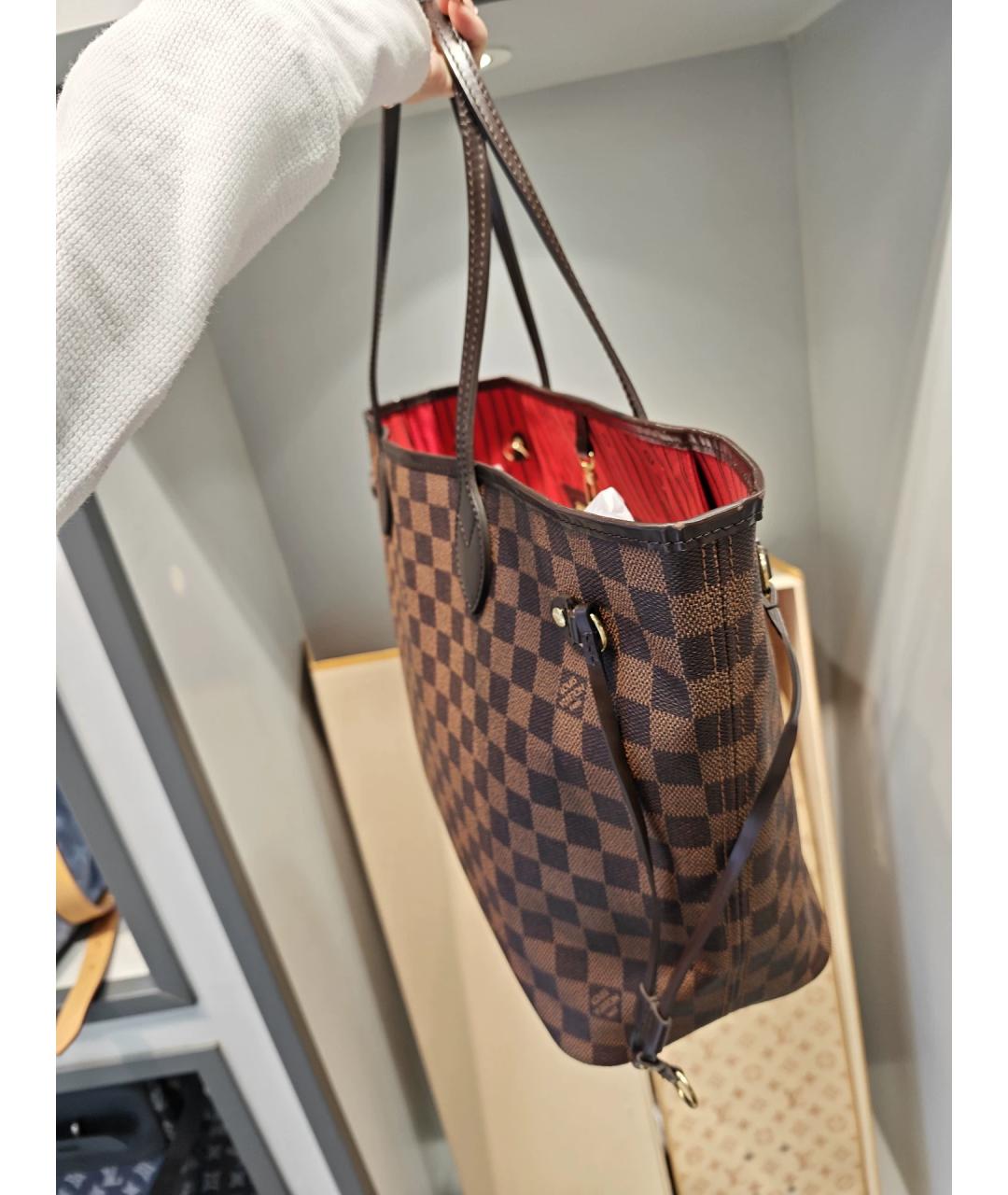 LOUIS VUITTON Коричневая кожаная сумка тоут, фото 4