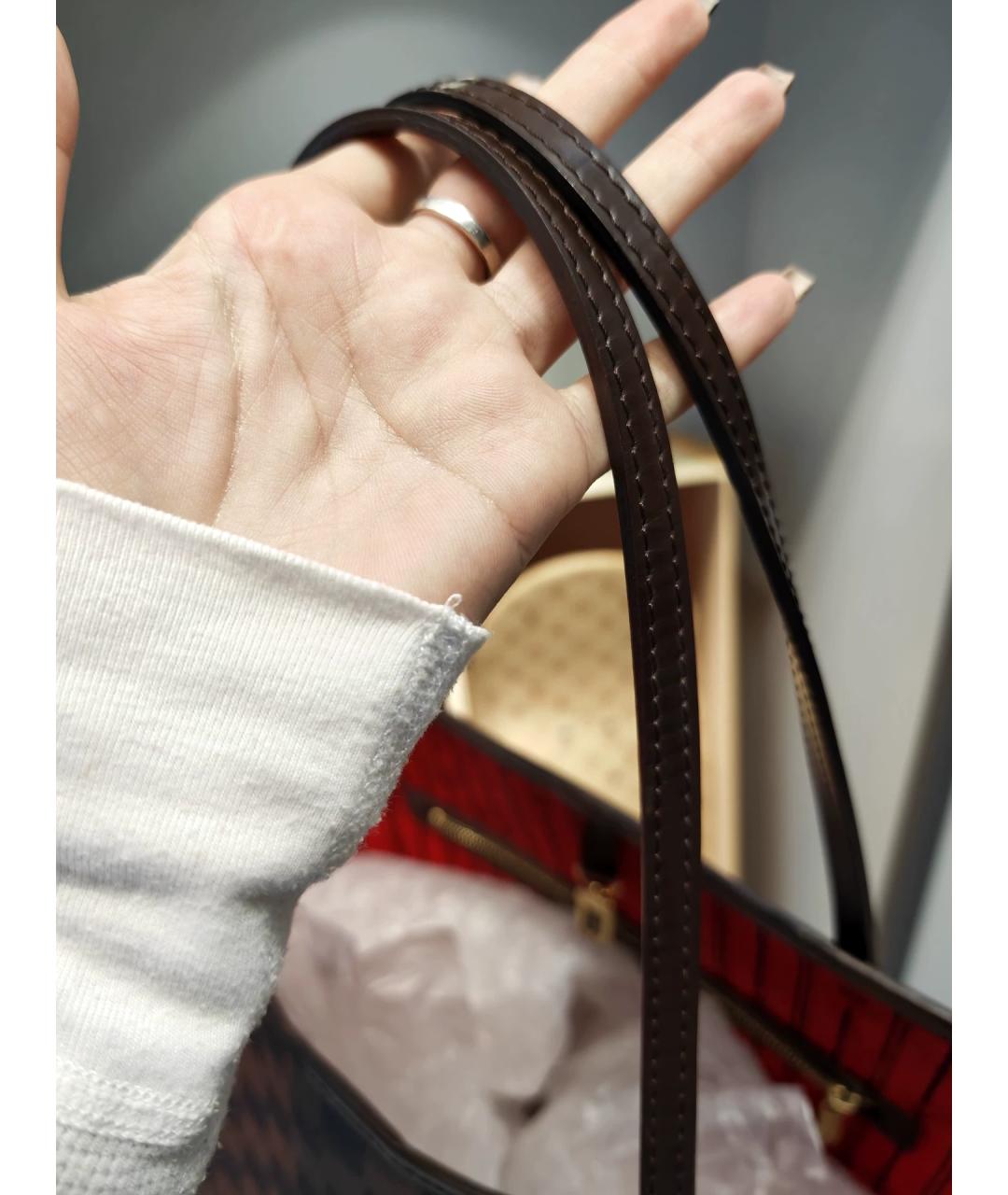 LOUIS VUITTON Коричневая кожаная сумка тоут, фото 5