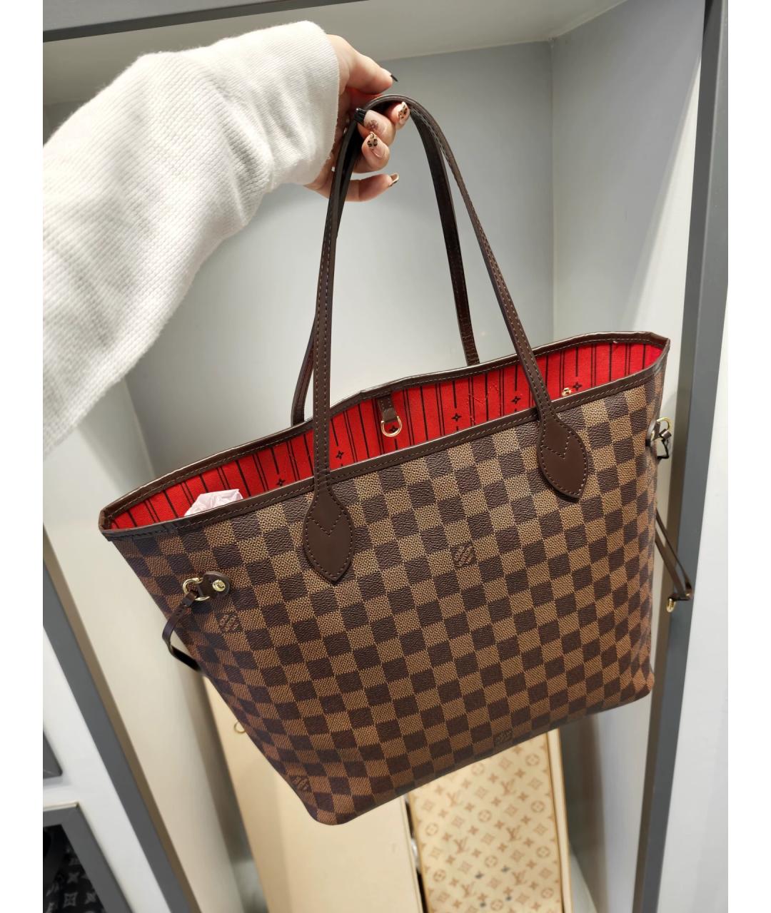 LOUIS VUITTON Коричневая кожаная сумка тоут, фото 3