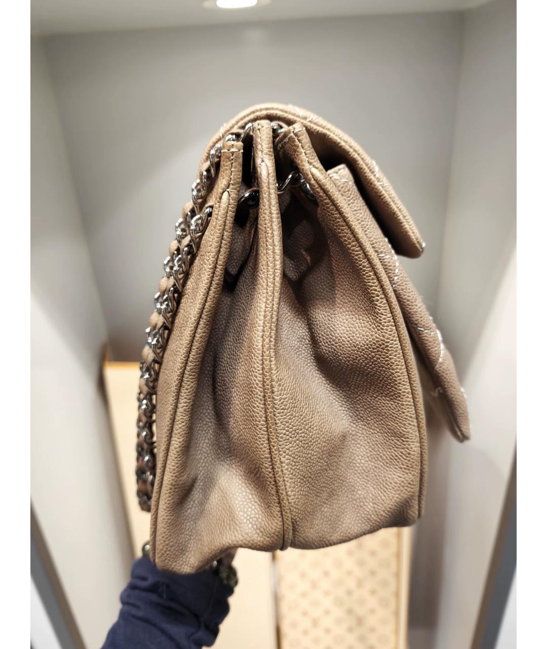 CHANEL Бежевая кожаная сумка через плечо, фото 2