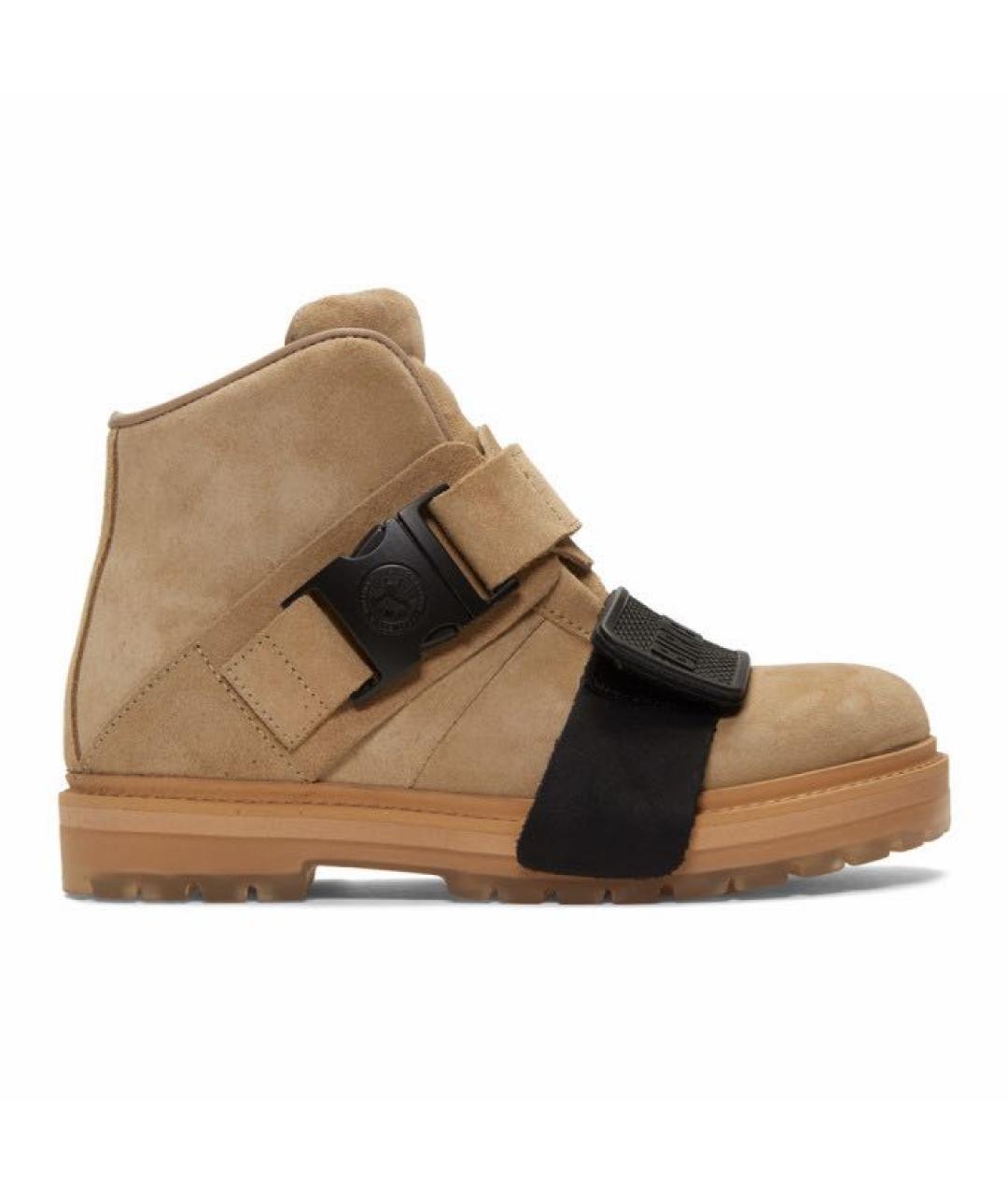 RICK OWENS Бежевые кожаные кроссовки, фото 9