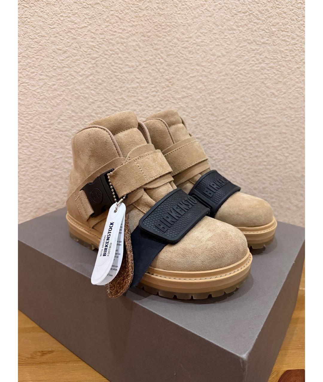 RICK OWENS Бежевые кожаные кроссовки, фото 2