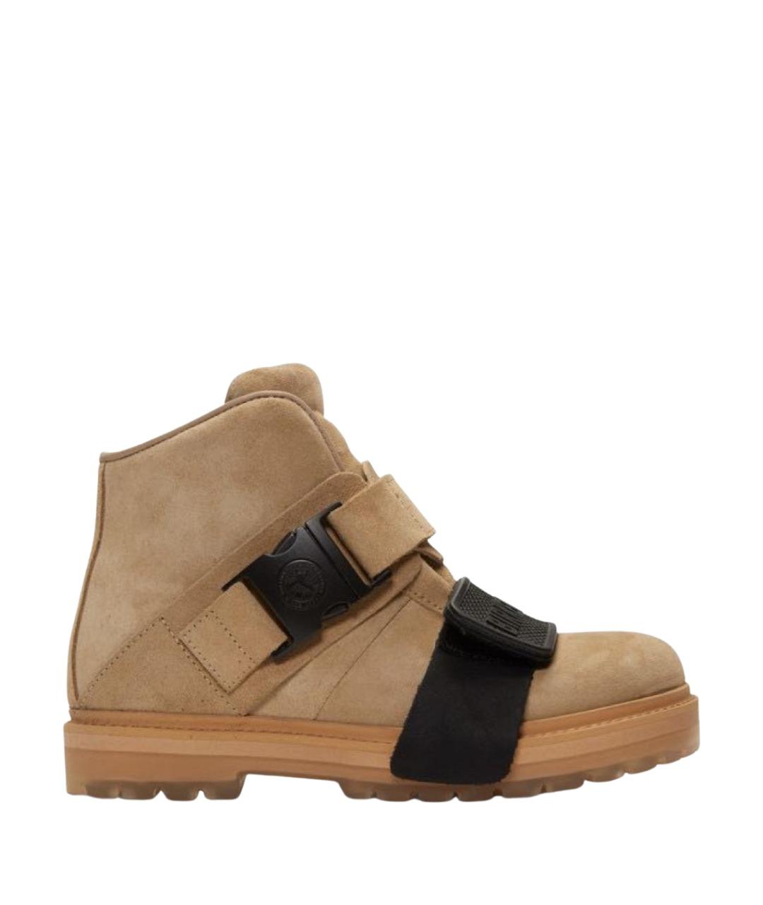 RICK OWENS Бежевые кожаные кроссовки, фото 1