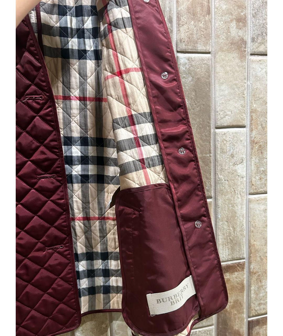 BURBERRY Бордовая хлопковая куртка, фото 4
