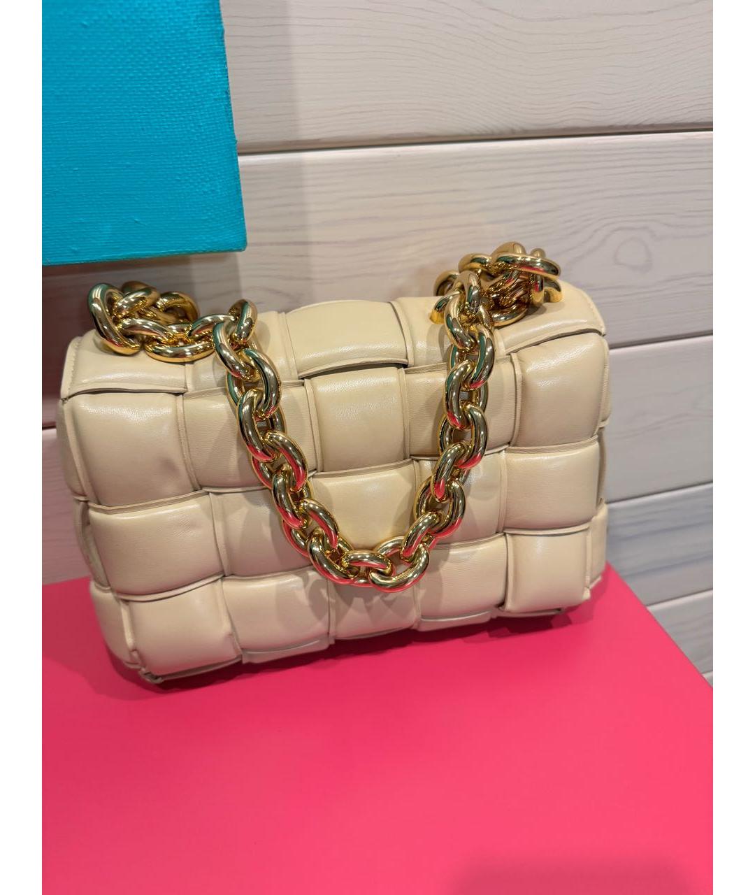 BOTTEGA VENETA Бежевая кожаная сумка через плечо, фото 2