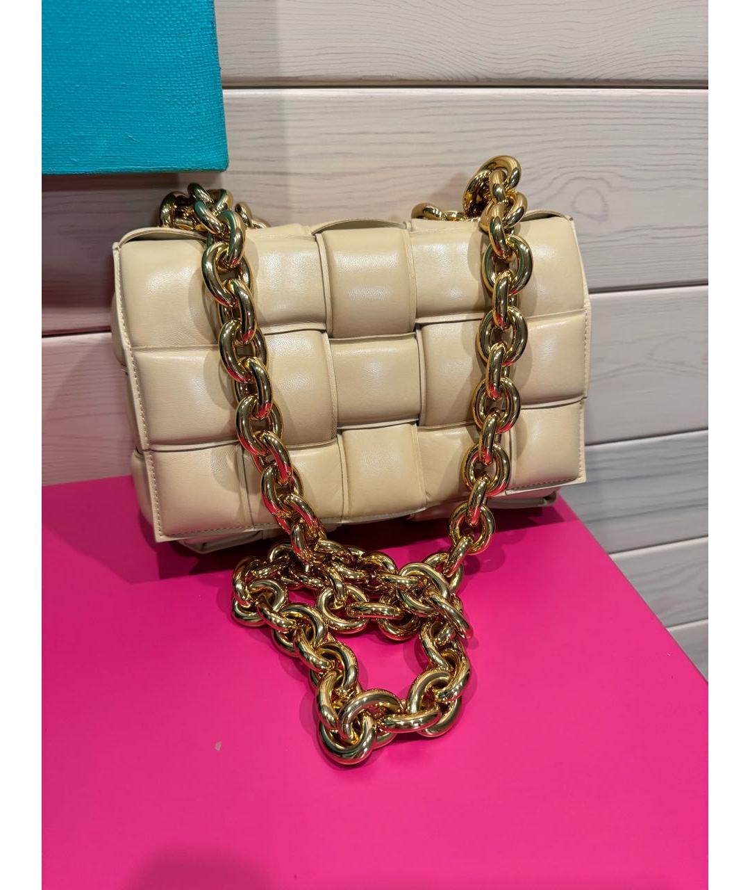 BOTTEGA VENETA Бежевая кожаная сумка через плечо, фото 5