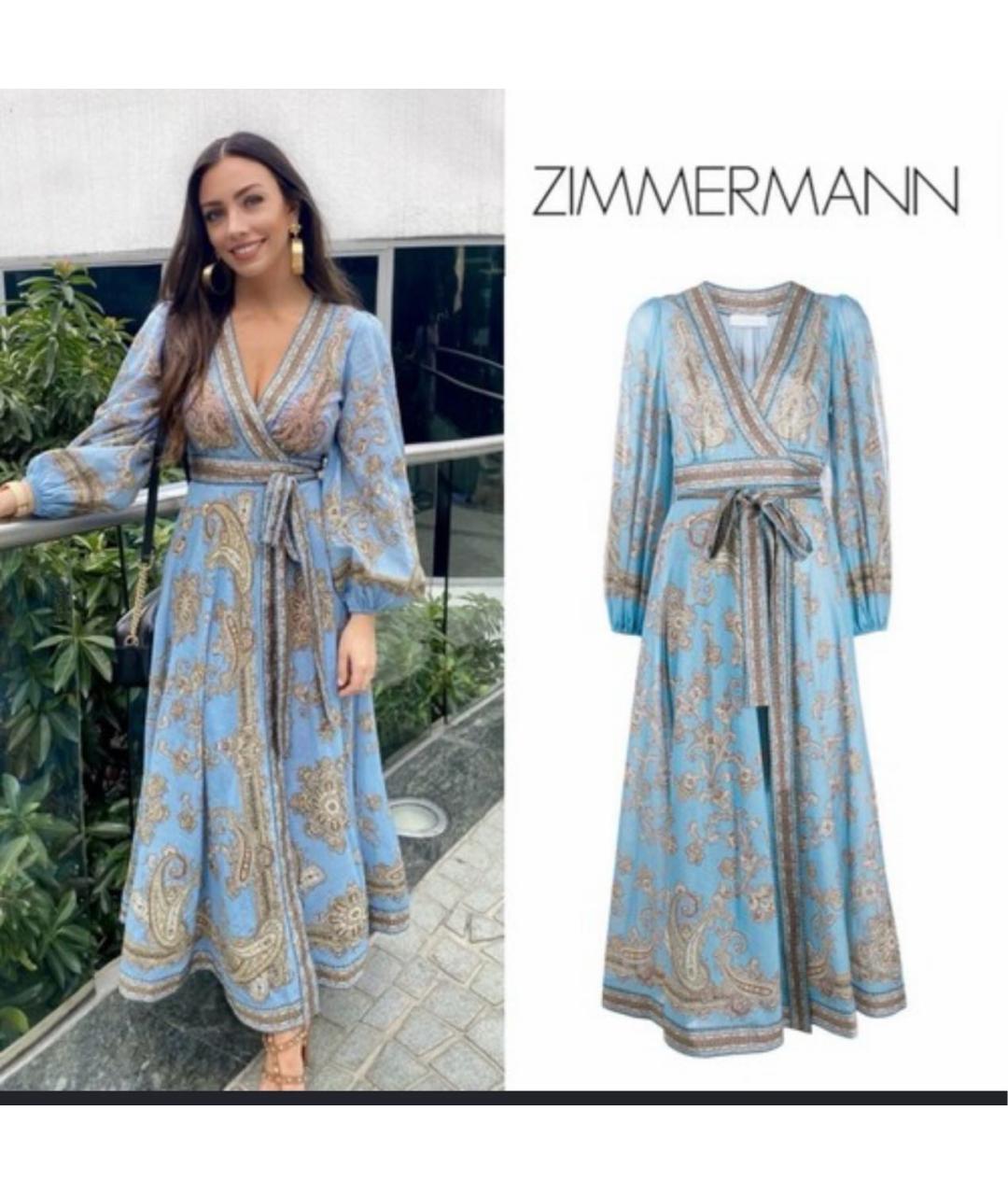 ZIMMERMANN Голубое льняное вечернее платье, фото 7