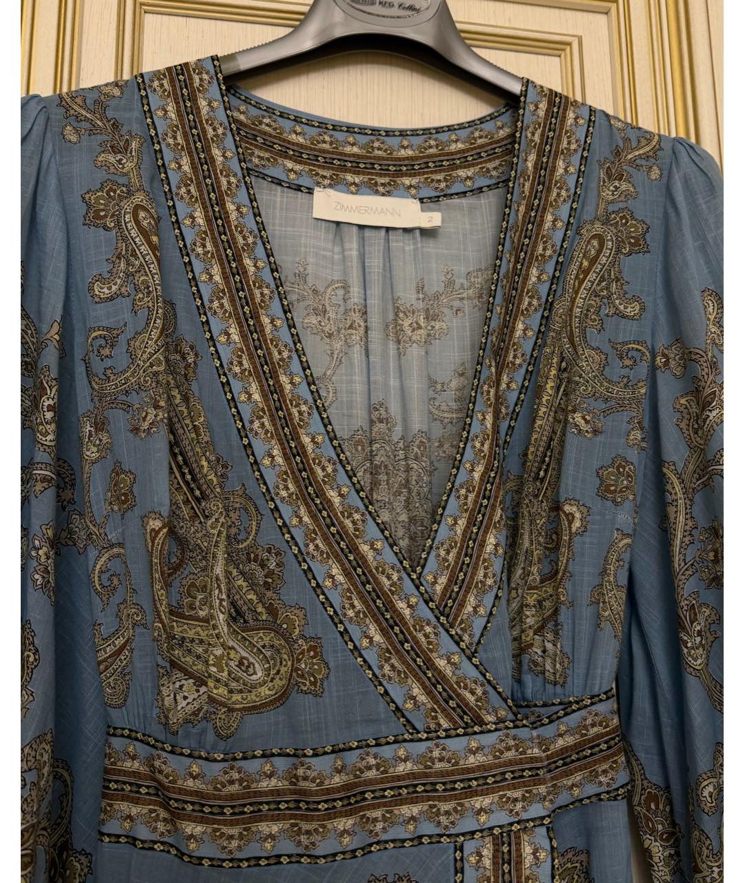 ZIMMERMANN Голубое льняное вечернее платье, фото 4