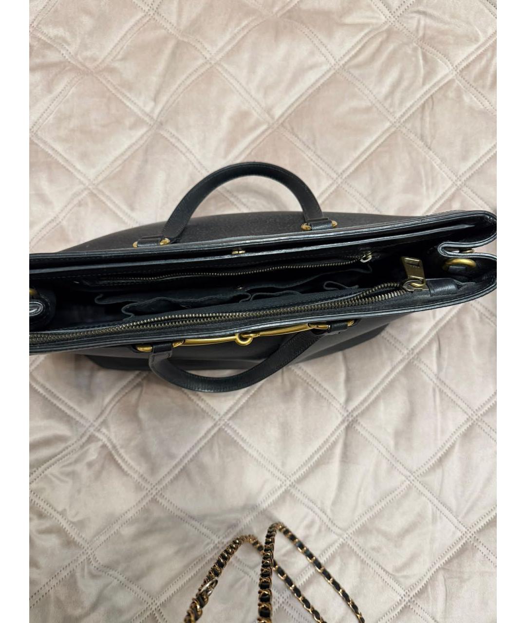 GUCCI Черная кожаная сумка с короткими ручками, фото 2