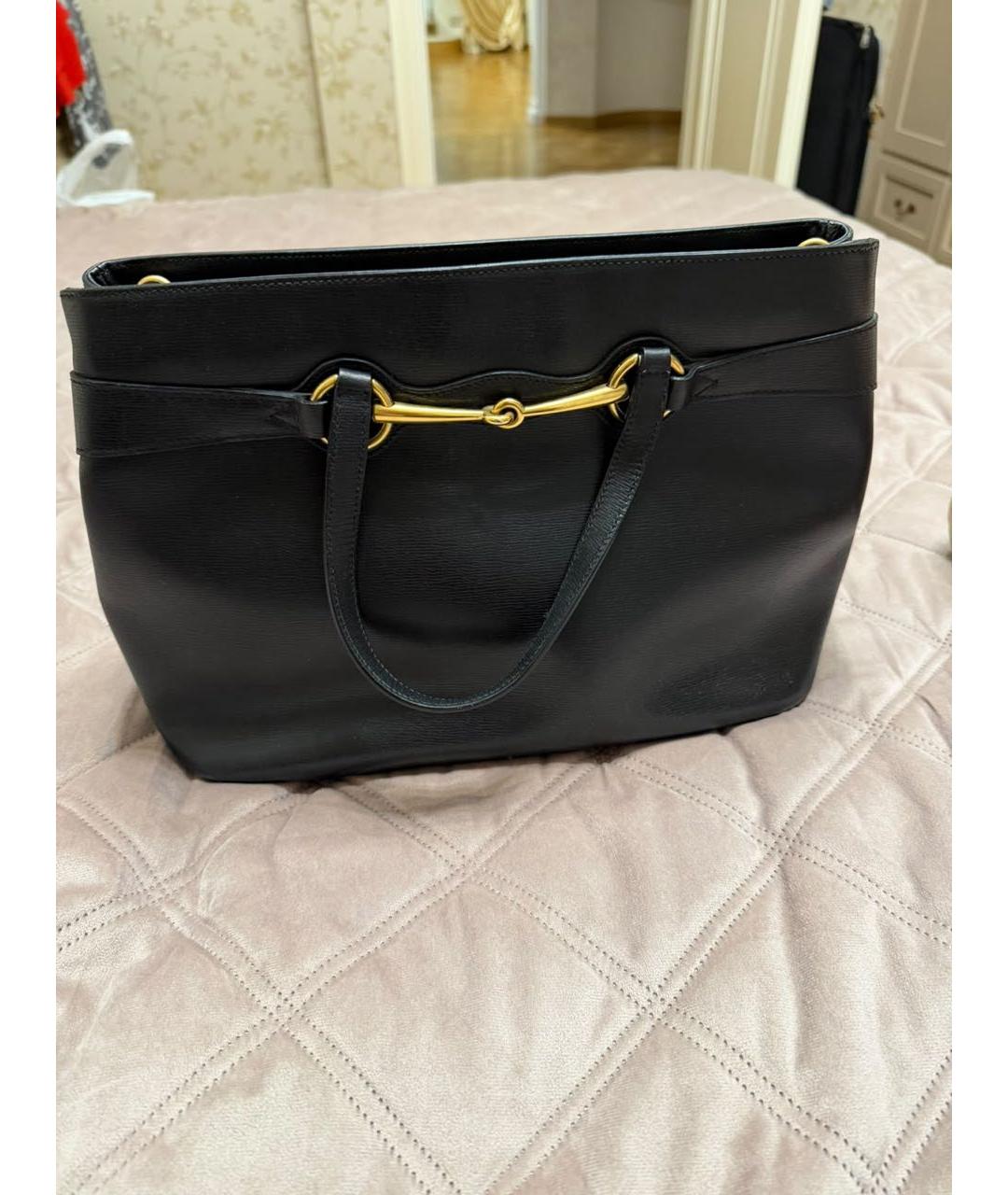 GUCCI Черная кожаная сумка с короткими ручками, фото 4
