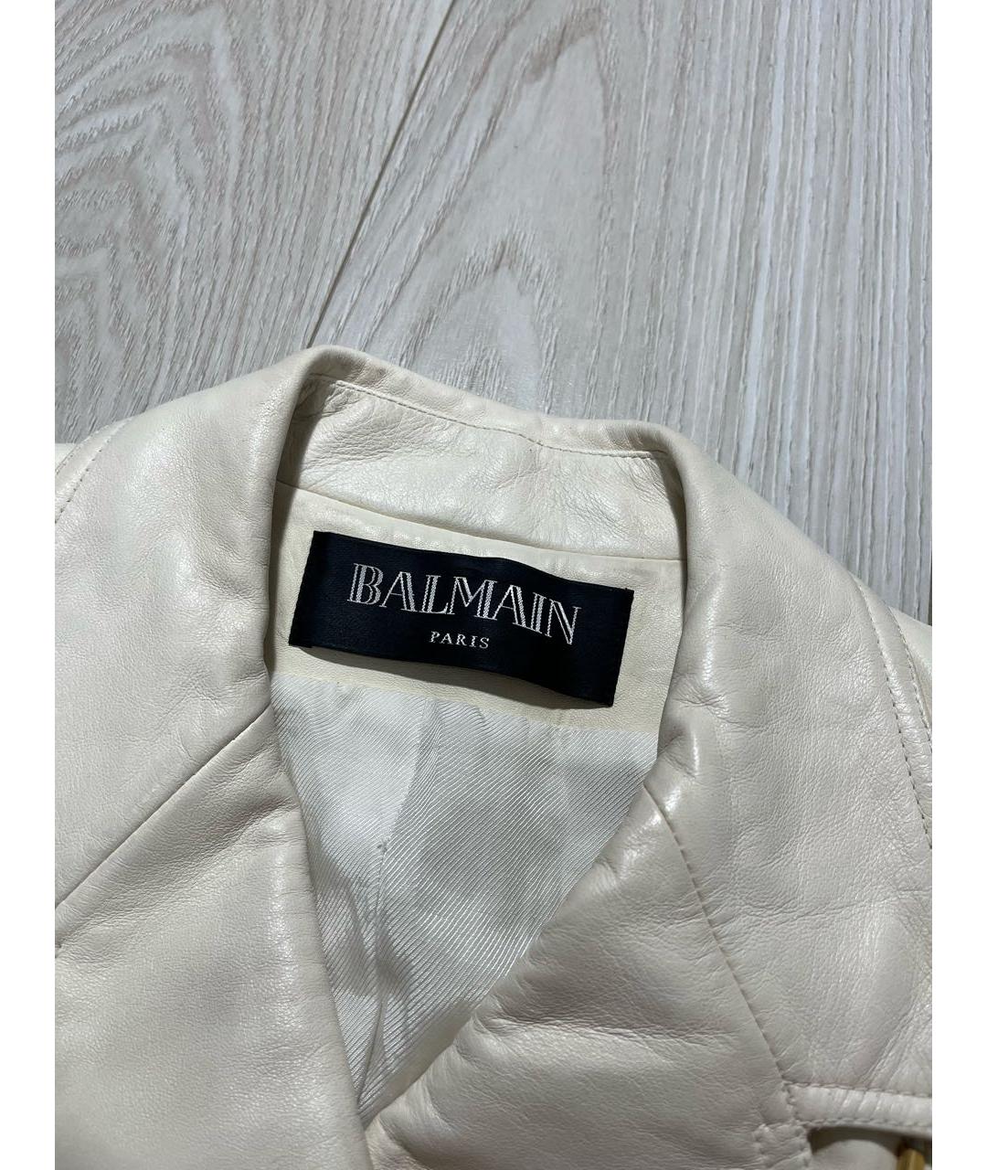 BALMAIN Белая кожаная куртка, фото 2