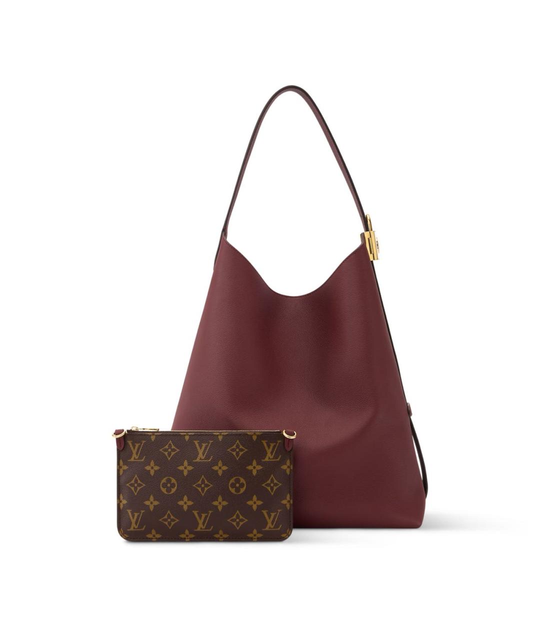 LOUIS VUITTON Бордовая кожаная сумка через плечо, фото 5