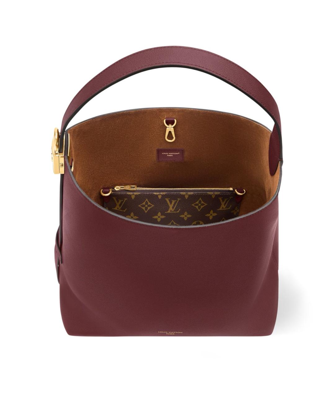 LOUIS VUITTON Бордовая кожаная сумка через плечо, фото 4
