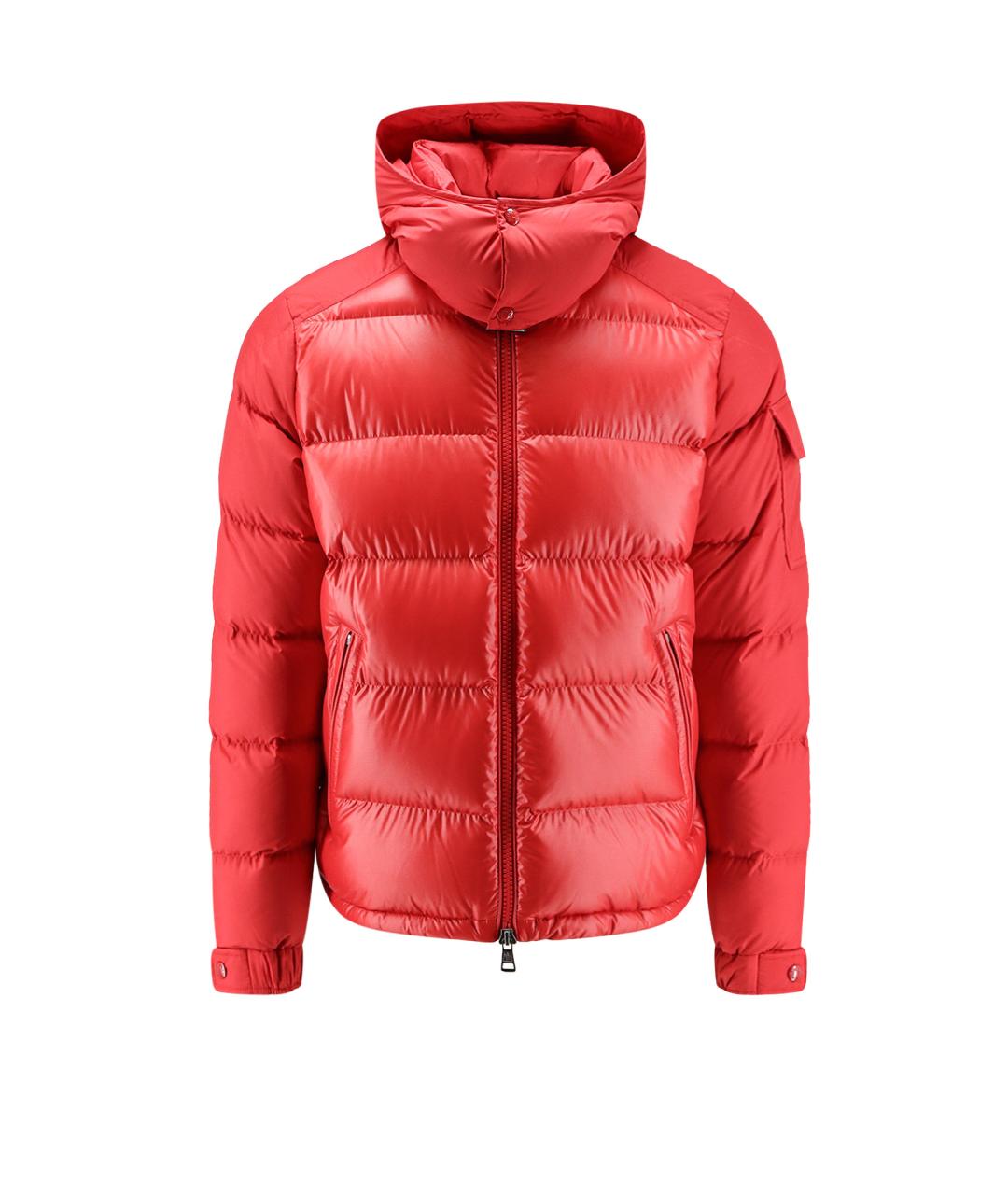 MONCLER Красный полиэстеровый пуховик, фото 4