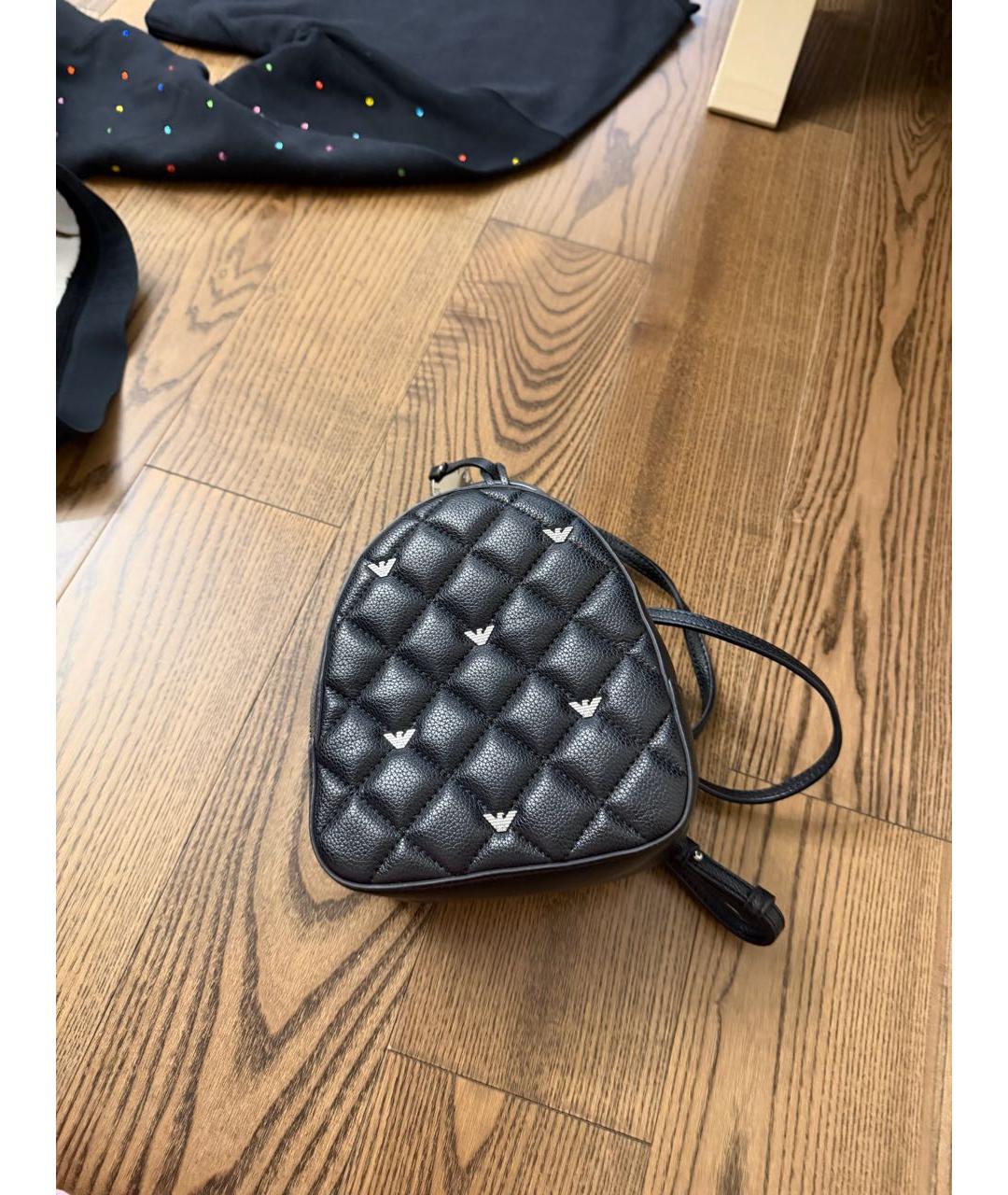 EMPORIO ARMANI Черный кожаный рюкзак, фото 2