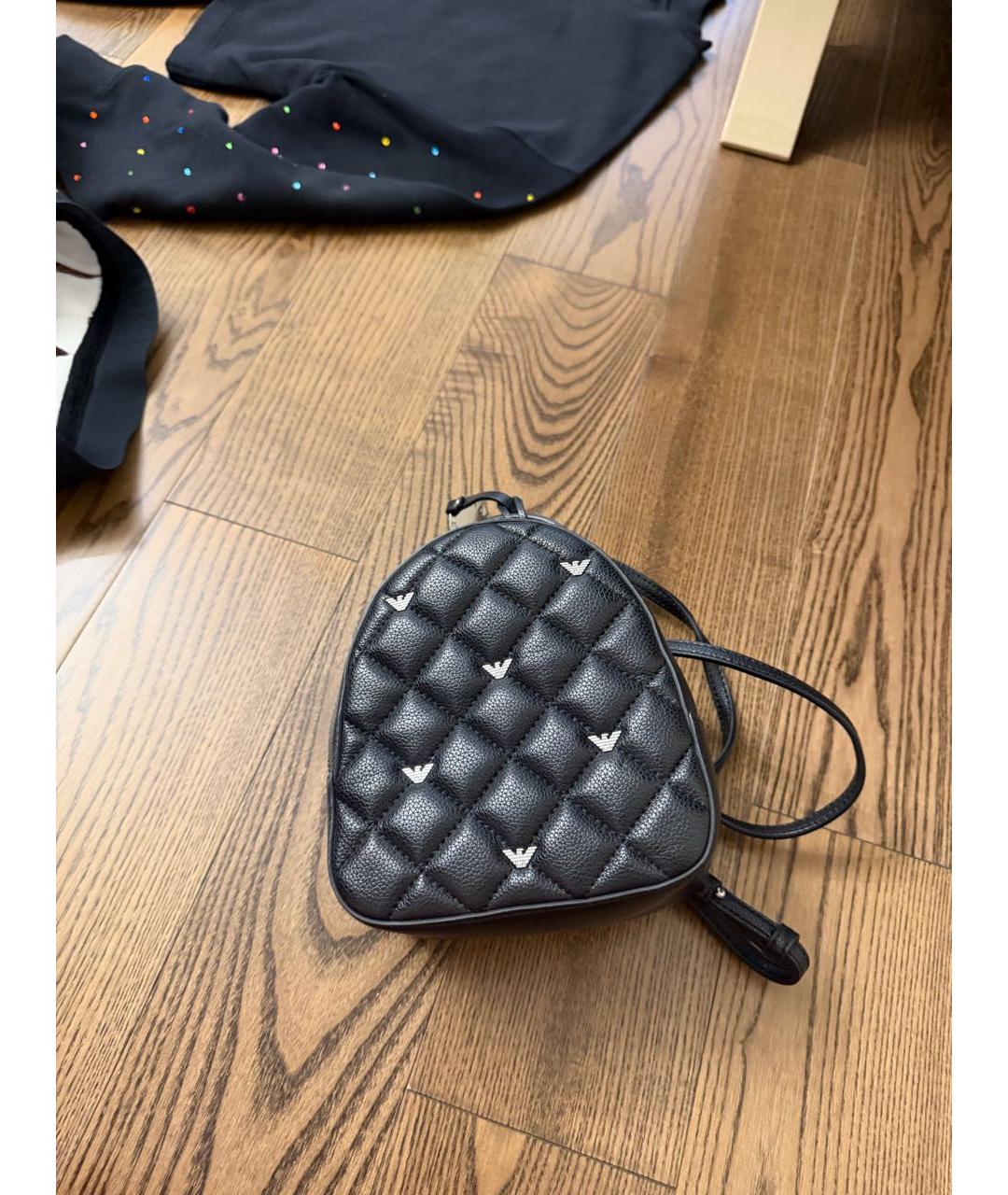 EMPORIO ARMANI Черный кожаный рюкзак, фото 5