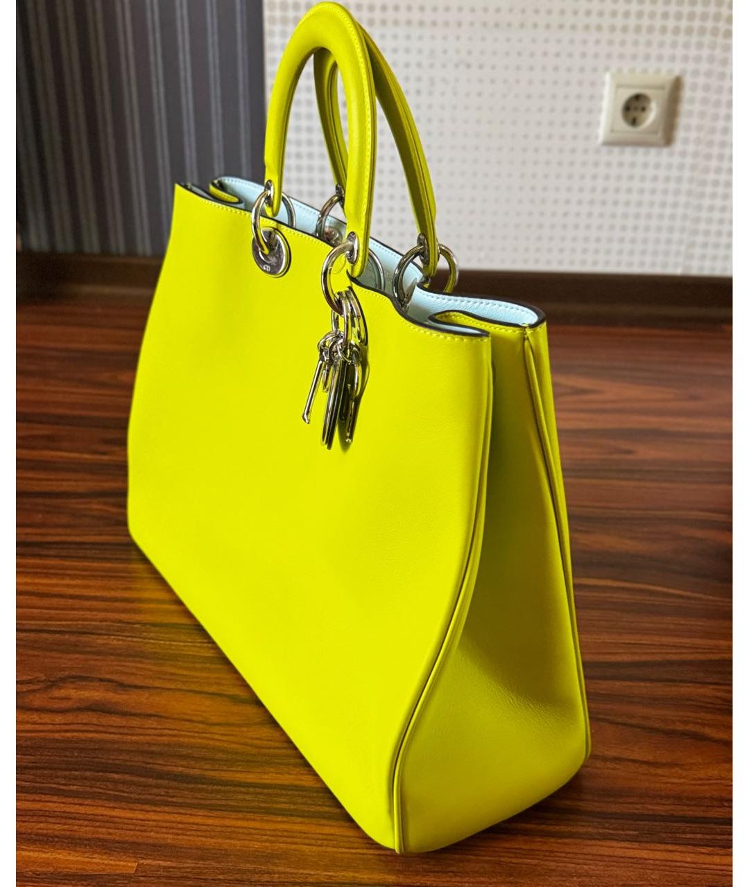 CHRISTIAN DIOR Салатовая кожаная сумка с короткими ручками, фото 7