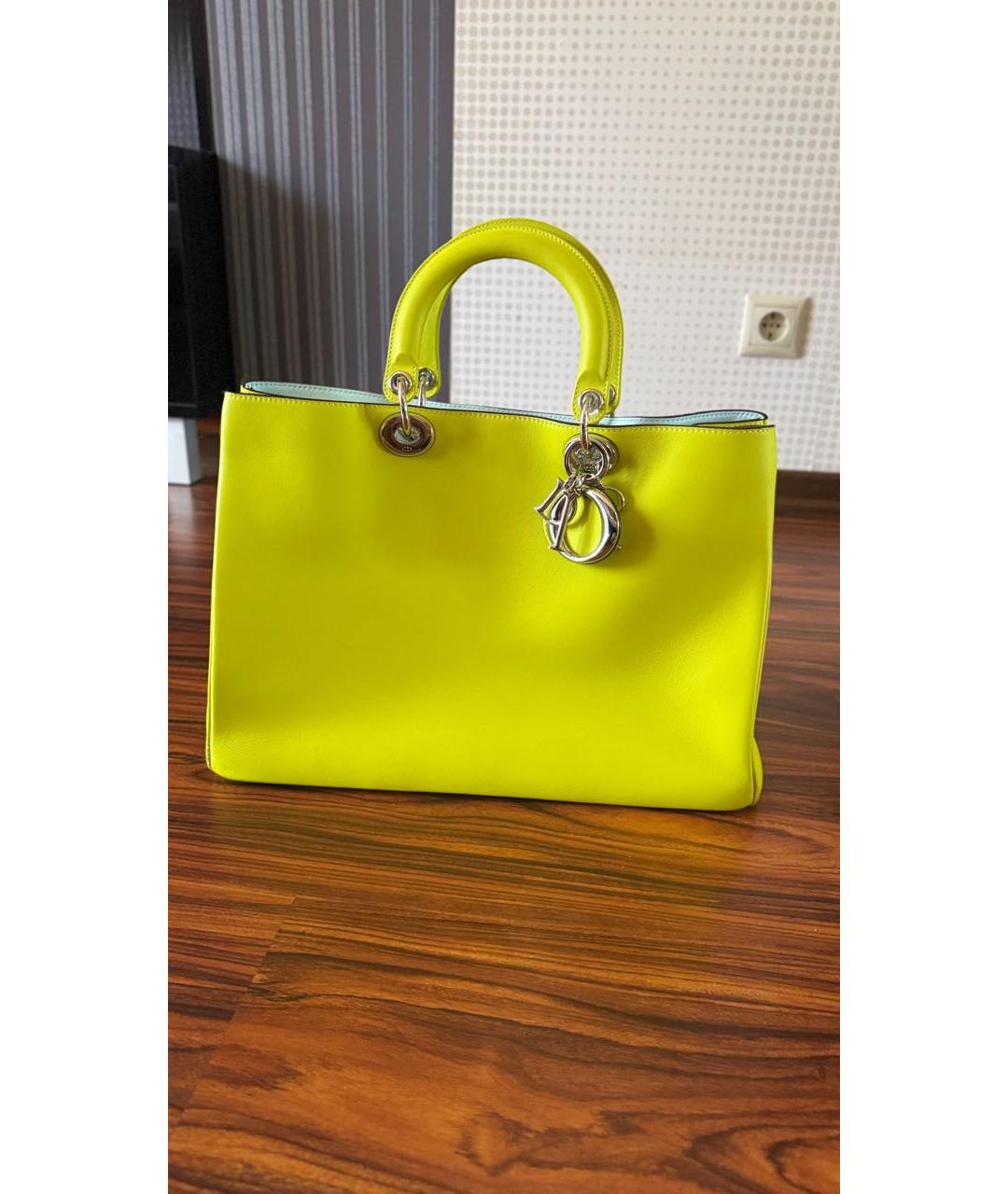 CHRISTIAN DIOR Салатовая кожаная сумка с короткими ручками, фото 8