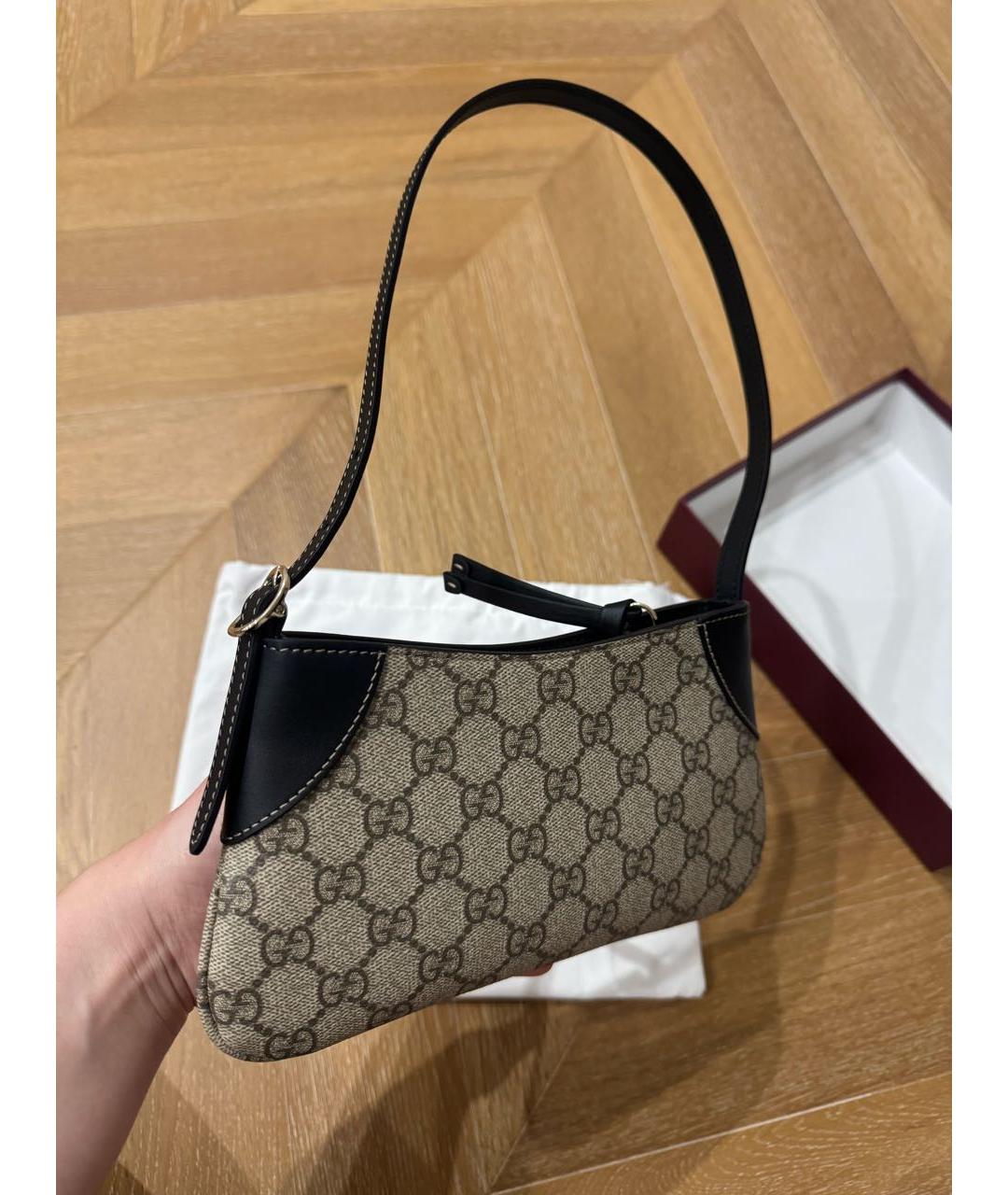 GUCCI Бежевая кожаная сумка через плечо, фото 2